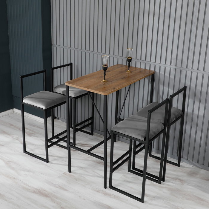 Hanah Home Nordic - Fume Juego de mesa y taburetes de bar de 5 piezas